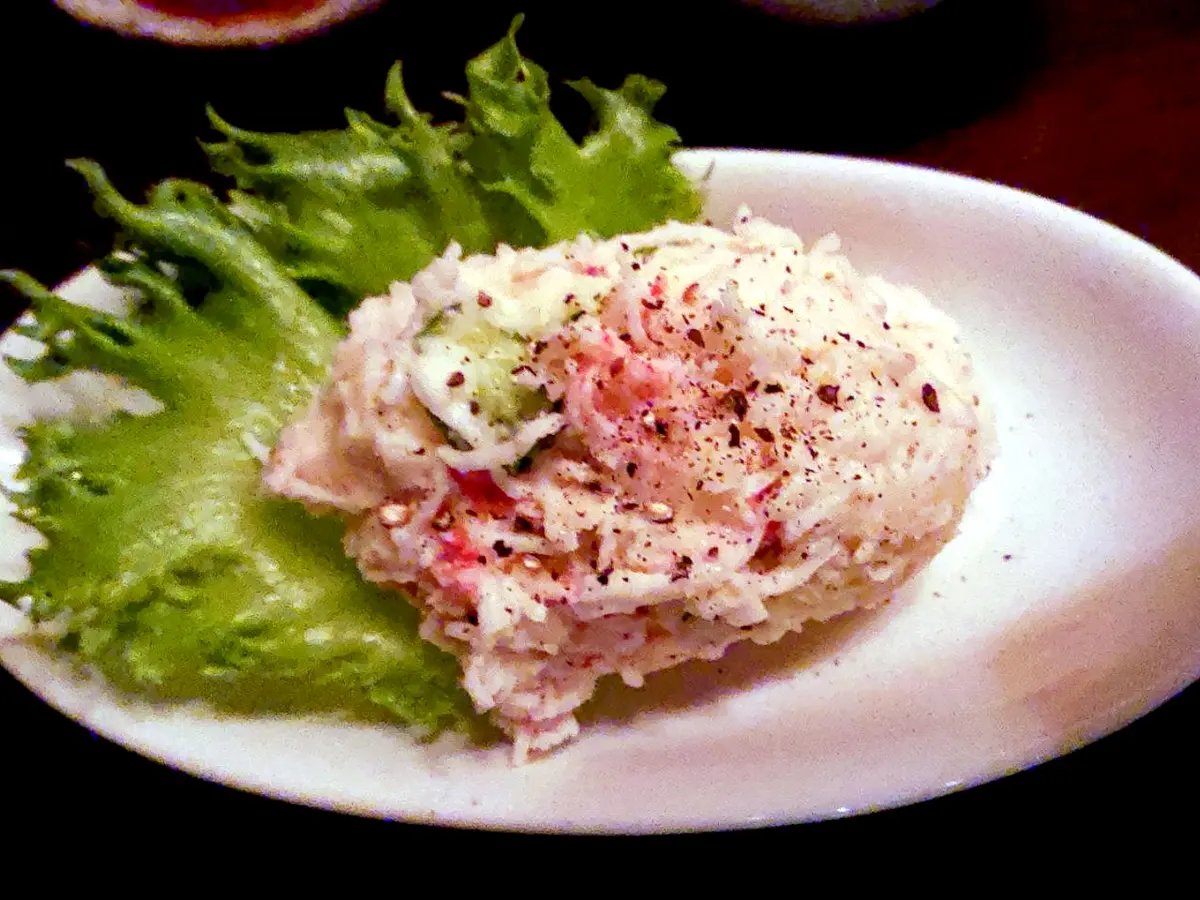 Crab stick salad with corn
