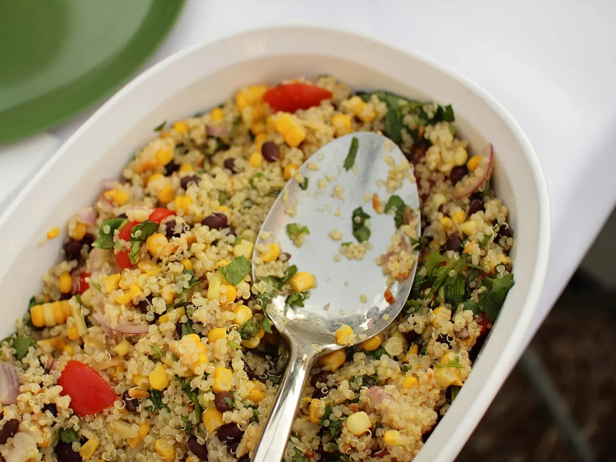 Quinoa salad with vegetables and feta