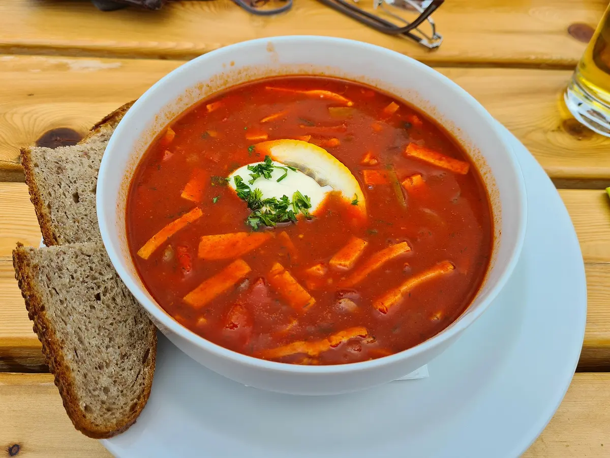 Russian meat solyanka soup